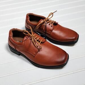 NWT Stafford Boys Brown Dress Shoes Size  2 Big Kids Cognac